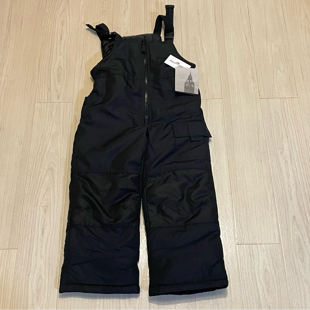 NWT London Fog Black Toddler 4T Classic Heavyweight Snow Ski Bib Pants